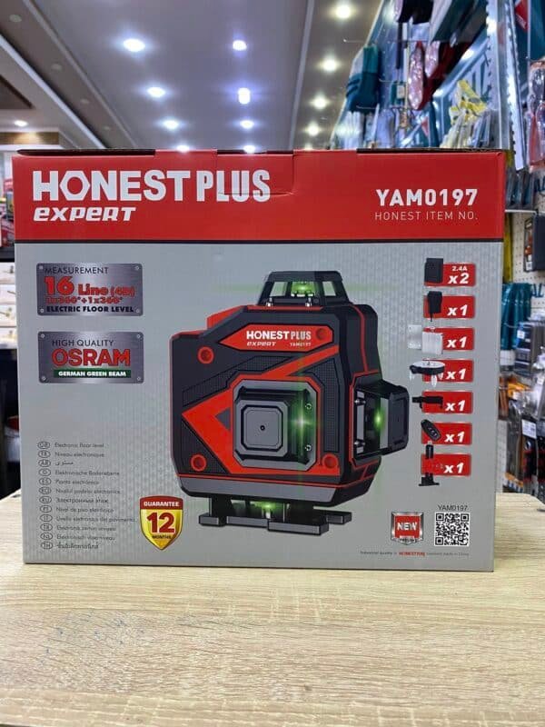 Niveau Laser HONESTPLUS Expert 16 Lignes (4D) – Faisceau Vert OSRAM – Modèle YAM0197